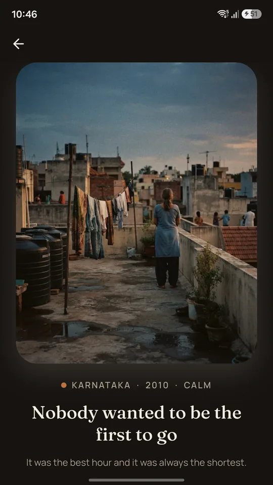 A picture memory: Nobody wanted to be the first to go, a rooftop at dusk in 2010.