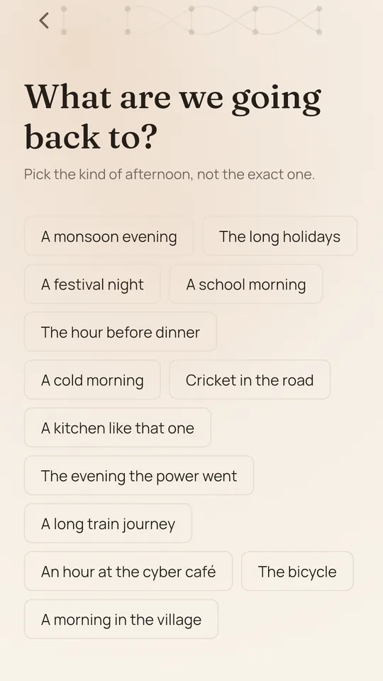 What are we going back to? A list of moments to choose from.